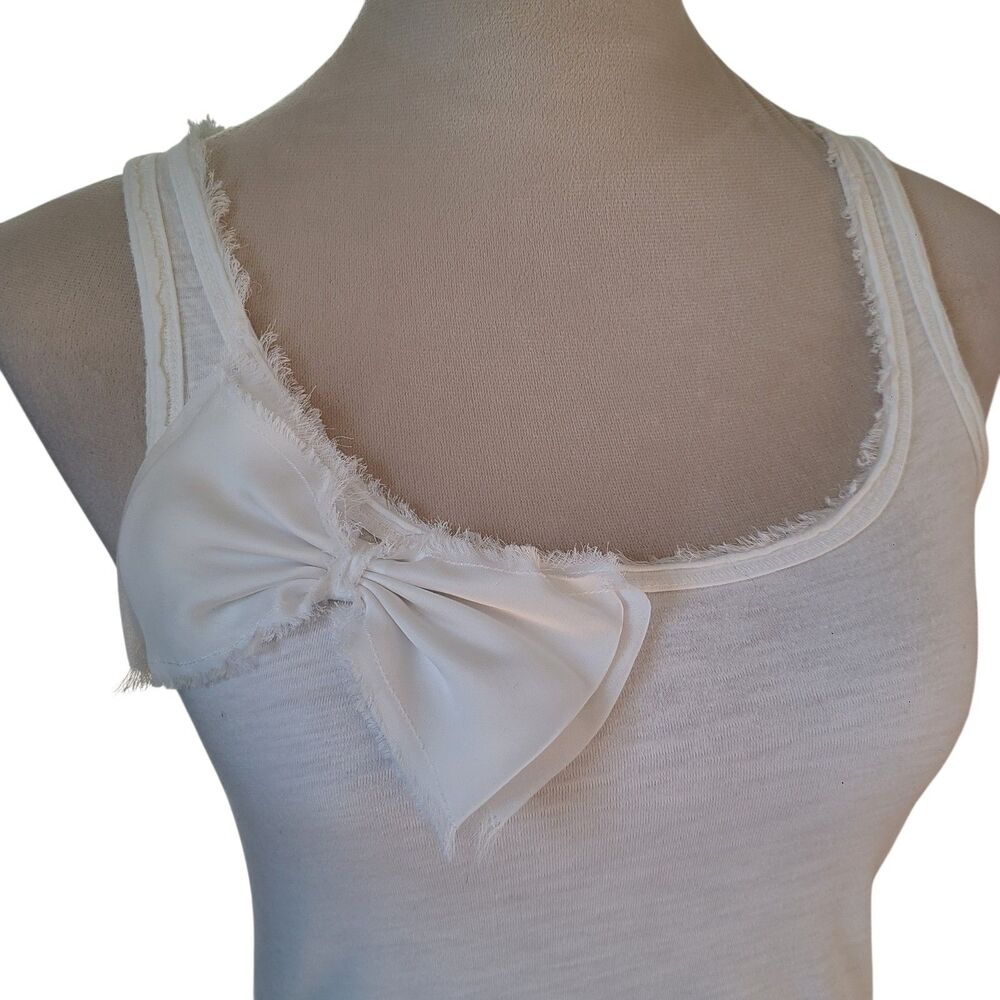 VTG Hollister Y2K White Bow Tank Top Coquette Camisole Fitted XS Fairycore - Picture 4 of 9